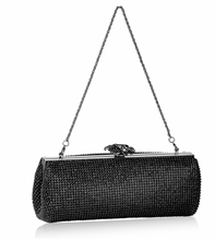 Load image into Gallery viewer, Black Crystal Mesh Clutch