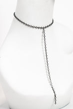 Load image into Gallery viewer, Hand set high quality CZ marquise lariat necklace with gun metal finish