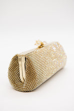 Load image into Gallery viewer, Gold Crystal Mesh Clutch