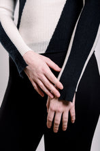 Load image into Gallery viewer, Cashmere Turtle Neck Sweater - Ivory and Black