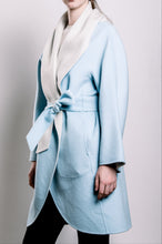 Load image into Gallery viewer, Demi-Couture Wool Belted Overcoat - Sky/Cream