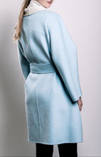 Load image into Gallery viewer, Demi-Couture Wool Belted Overcoat - Sky/Cream