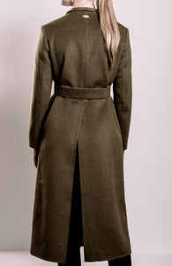 Demi-Couture Wool & Silk Overcoat - Olive