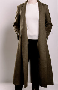 Demi-Couture Wool & Silk Overcoat - Olive