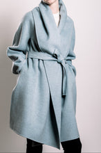 Load image into Gallery viewer, Demi-Couture Cashmere Shawl Collar Overcoat - Sky Blue