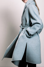 Load image into Gallery viewer, Demi-Couture Wool Belted Overcoat - Light Blue