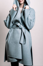 Load image into Gallery viewer, Demi-Couture Wool Belted Overcoat - Light Blue