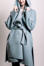 Load image into Gallery viewer, Demi-Couture Cashmere Shawl Collar Overcoat - Sky Blue