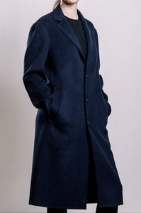 Demi-Couture Wool & Silk Overcoat -  Dark Navy