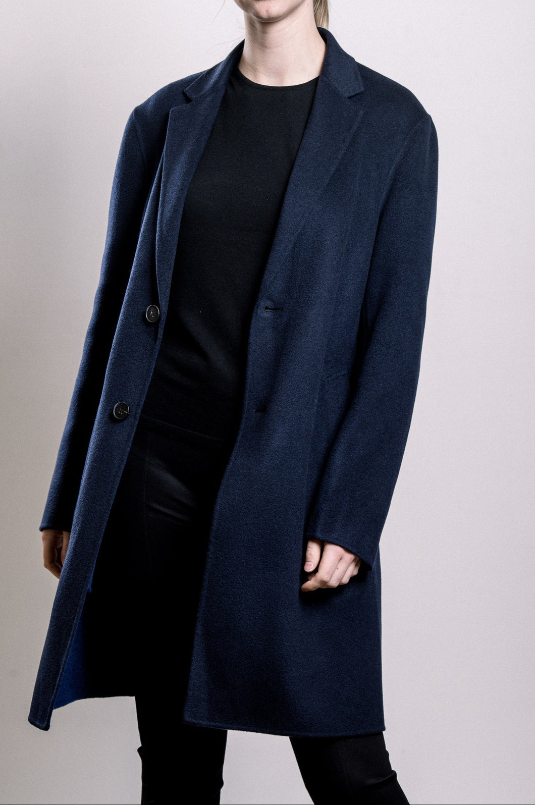 Demi-Couture Wool & Silk Overcoat -  Dark Navy