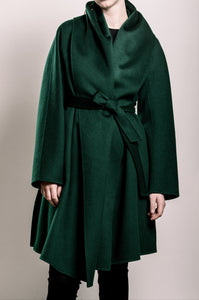 Demi-Couture Cashmere Shawl Collar Overcoat - Emerald