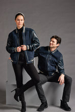Load image into Gallery viewer, Leather and Suede Bomber Jacket