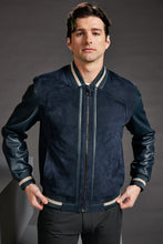 Load image into Gallery viewer, Leather and Suede Bomber Jacket