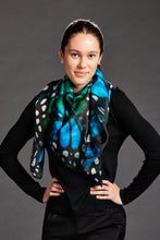 Load image into Gallery viewer, Luly Yang Signature Blue Monarch Silk Scarf