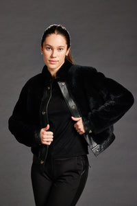 Shearling Bomber Jacket - Black
