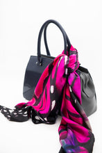 Load image into Gallery viewer, Luly Yang Signature Fuchsia Monarch Silk Scarf
