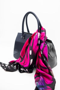 Luly Yang Signature Fuchsia Monarch Silk Scarf