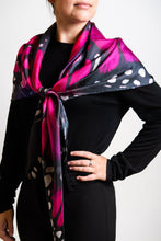 Load image into Gallery viewer, Luly Yang Signature Fuchsia Monarch Silk Scarf