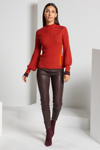 Load image into Gallery viewer, Pathway Ribbed Mock Neck Sweater - Burnt Orange