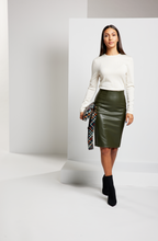 Load image into Gallery viewer, Morpho Vegan Leather Skirt - Olivine