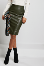 Load image into Gallery viewer, Morpho Vegan Leather Skirt - Olivine