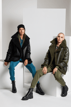 Load image into Gallery viewer, Urban Mixed Media Shearling Parka - Black